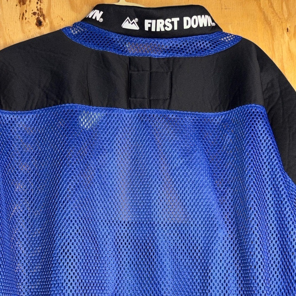First Down Blue Mesh Pullover Jacket Black Neon T… - image 6